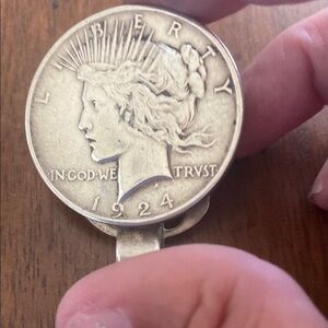 Vintage Rare 1924 Silver Peace Dollar  Coin Money Clip